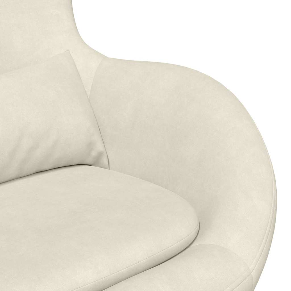 Eierstuhl mit Fußhocker Creme Samt