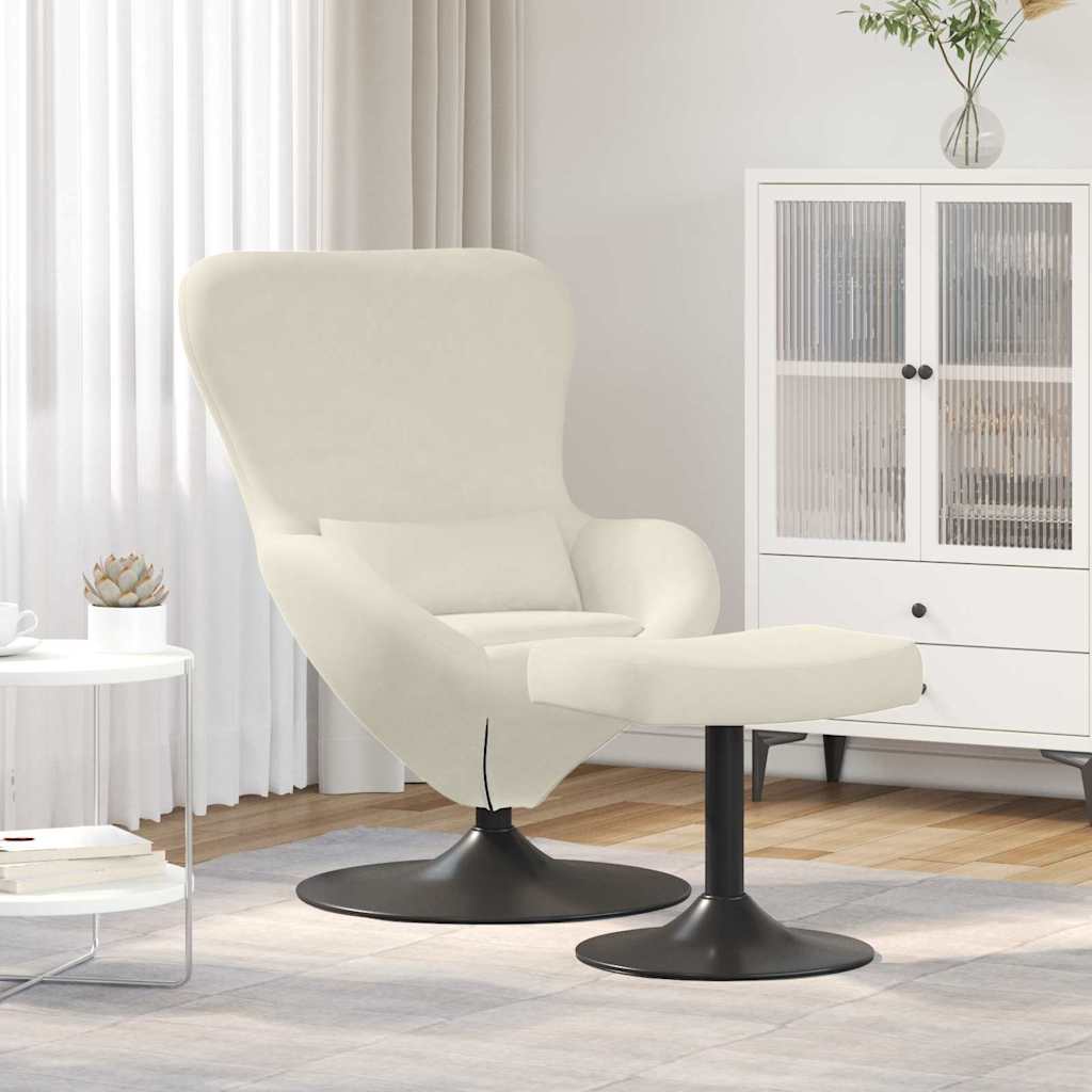 Eierstuhl mit Fußhocker Creme Samt