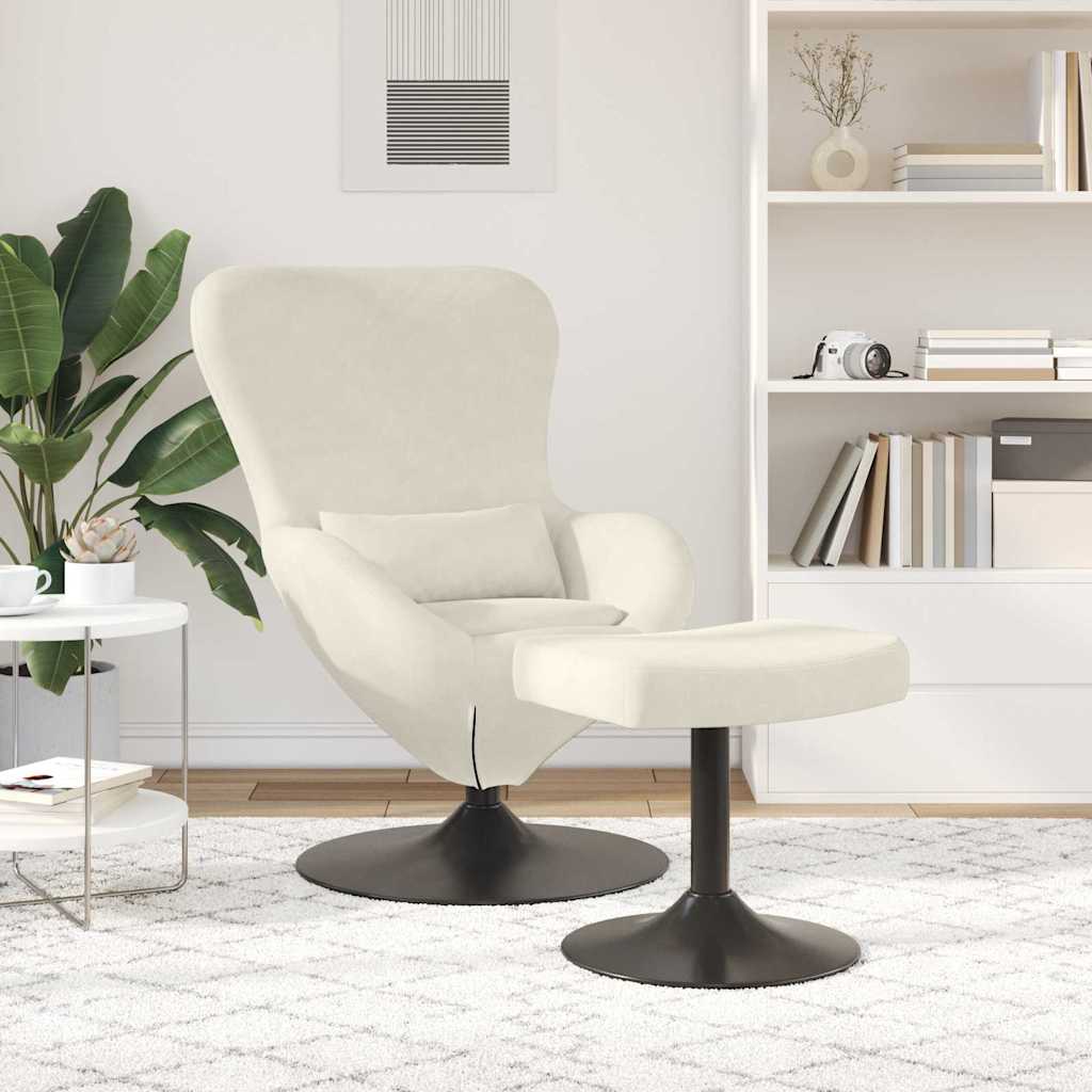 Eierstuhl mit Fußhocker Creme Samt