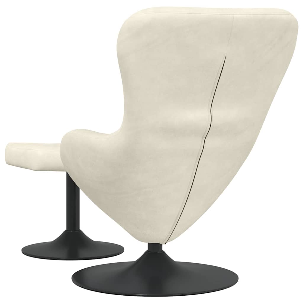 Eierstuhl mit Fußhocker Creme Samt