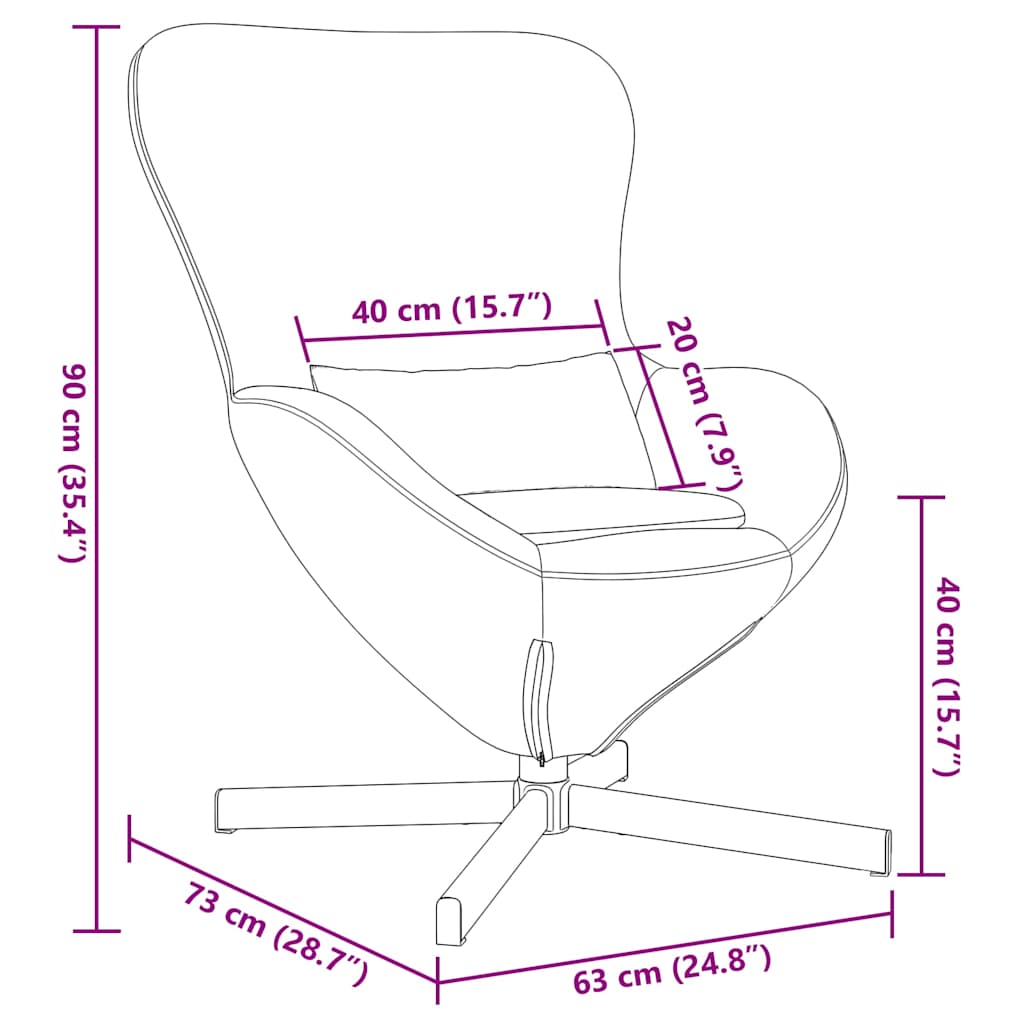 Eiersessel Lila 63 x 73 x 90 cm Samt