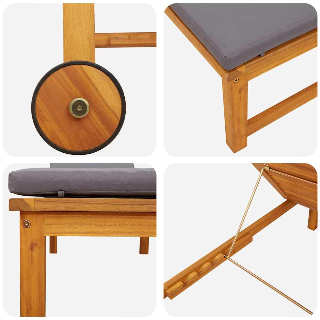 Sonnenliege Braun 202 x 53 x 89 cm Massivholz Akazie