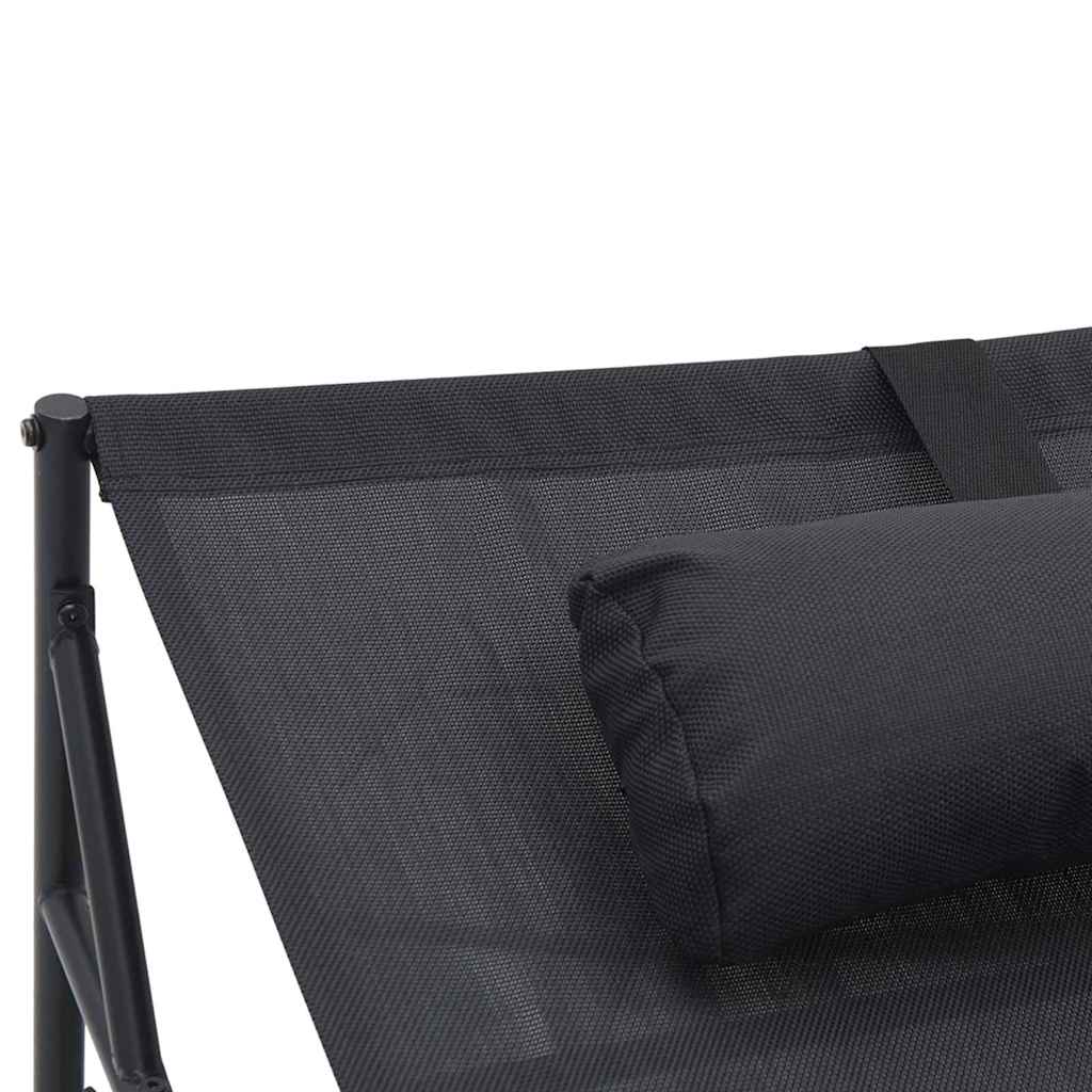 Gartenliegestuhl 2 pcs Schwarz Pulverbeschichteter Stahl