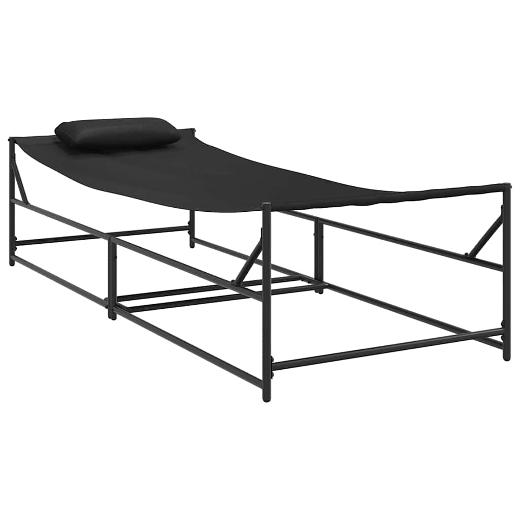 Gartenliegestuhl 2 pcs Schwarz Pulverbeschichteter Stahl