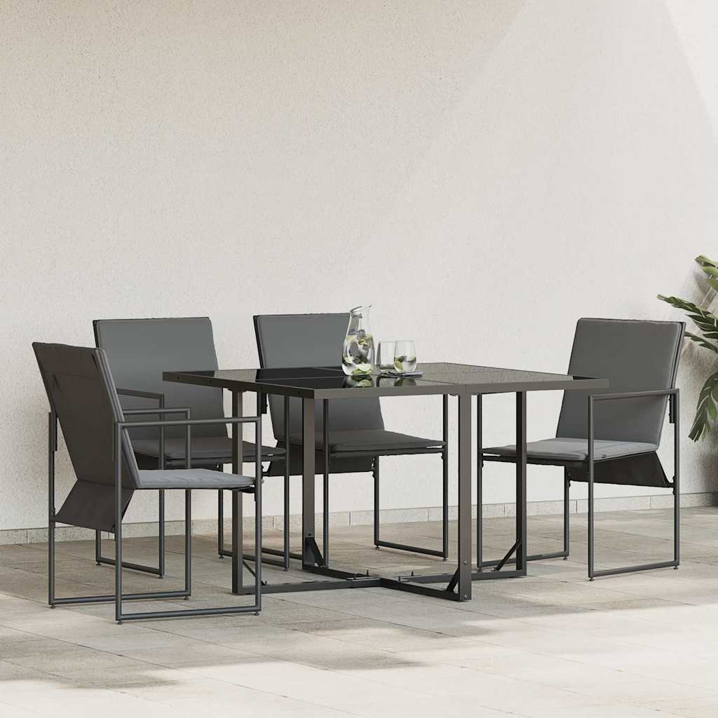 Stuhl mit Kissen 4 pcs Schwarz und Anthrazit Textilene