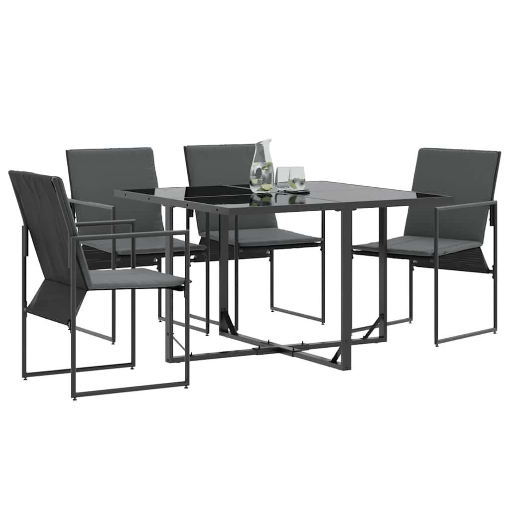 Stuhl mit Kissen 4 pcs Schwarz und Anthrazit Textilene