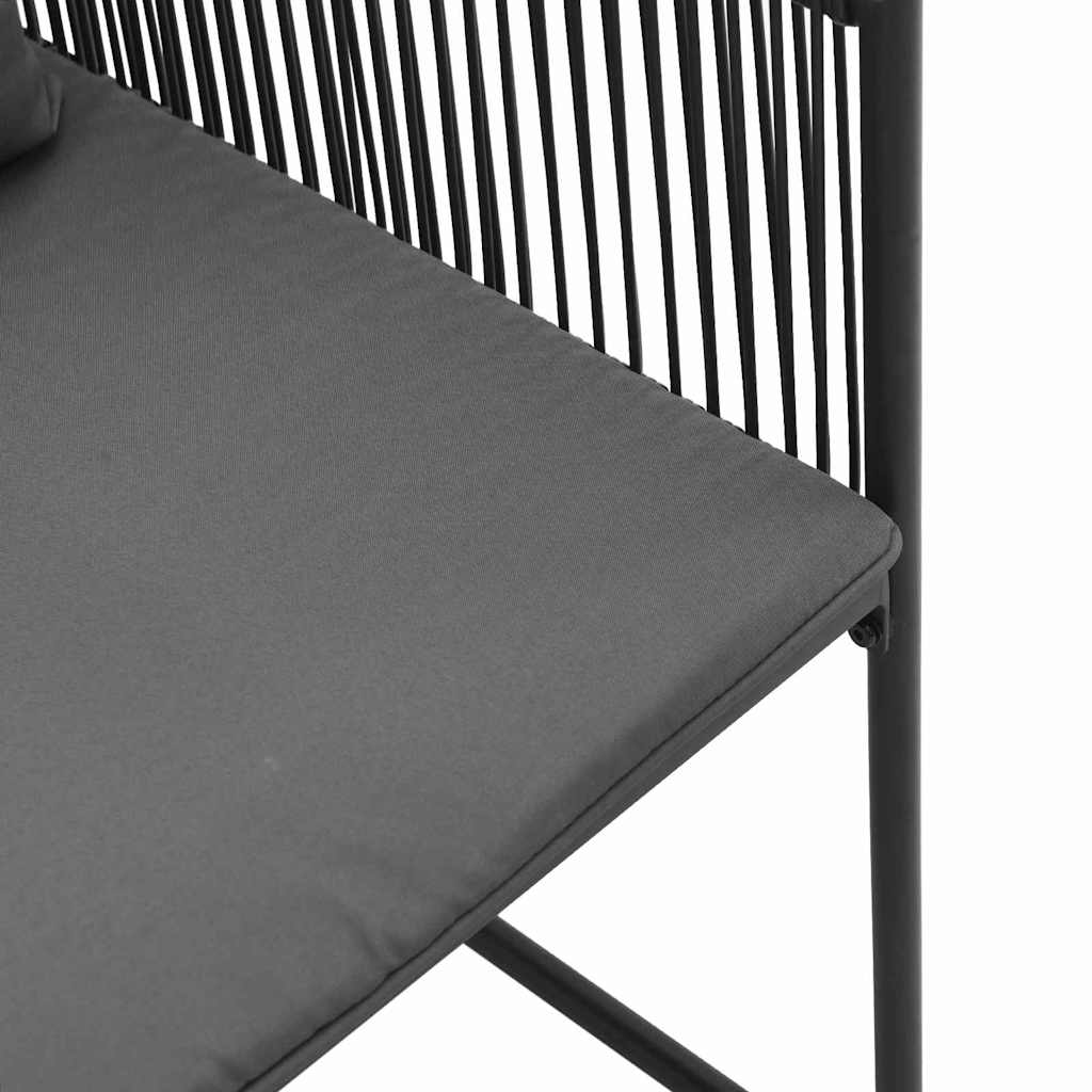 Stuhl mit Kissen 4 pcs Schwarz und Anthrazit PE-Rattan