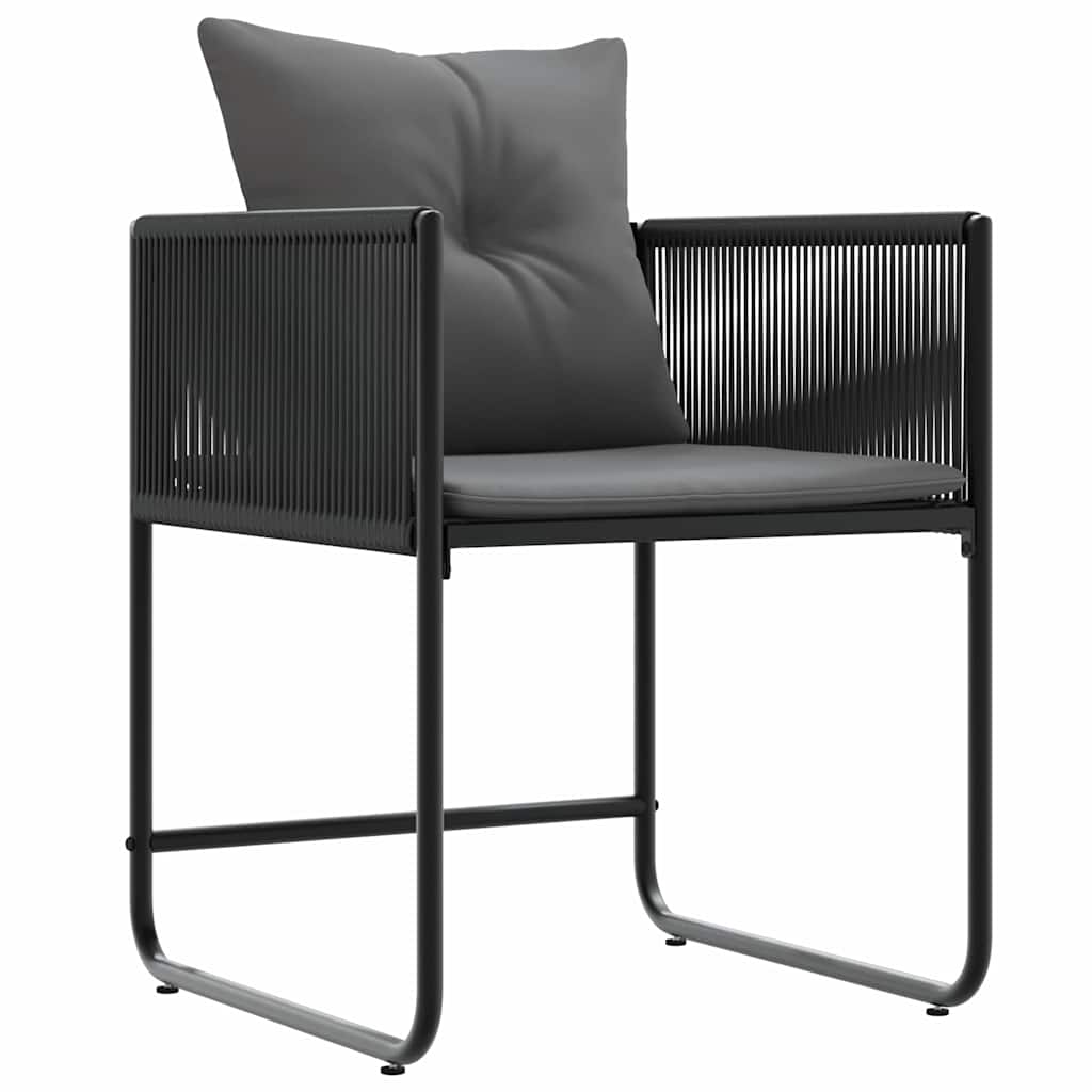 Stuhl mit Kissen 4 pcs Schwarz und Anthrazit PE-Rattan