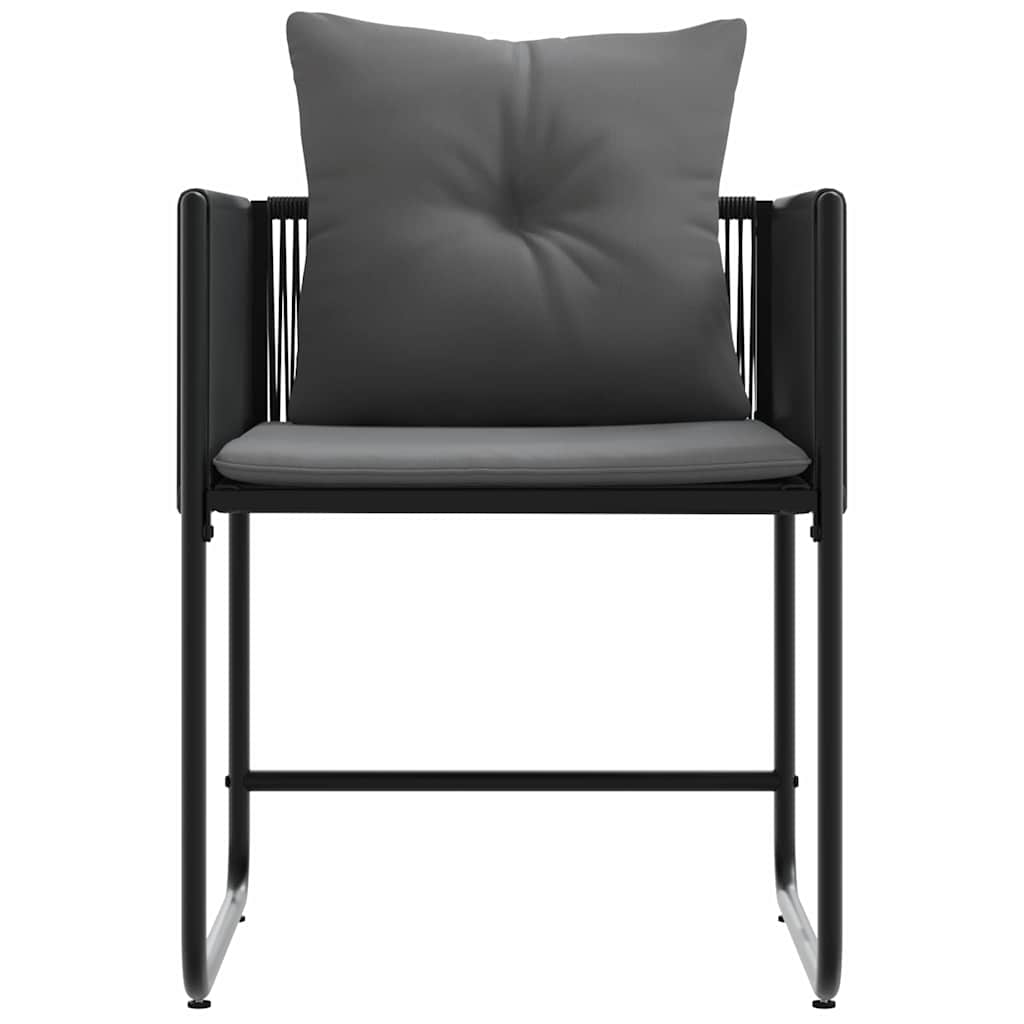 Stuhl mit Kissen 4 pcs Schwarz und Anthrazit PE-Rattan