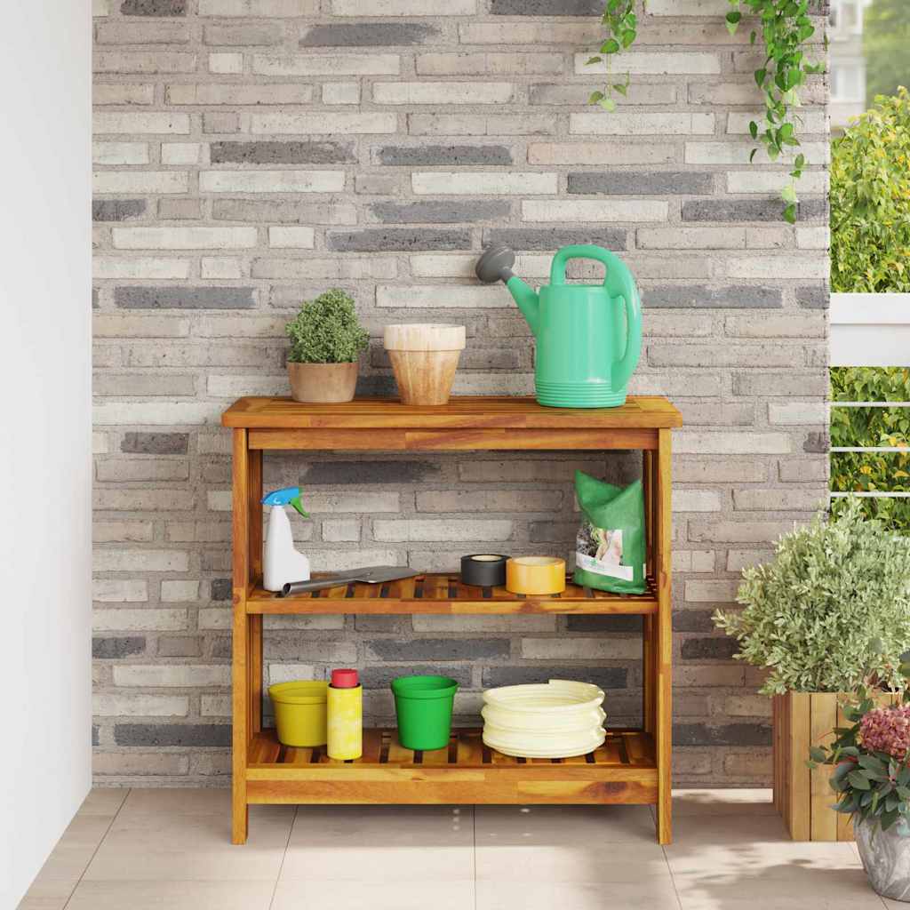 Garten-Schrank mit Regal Natur 75 x 35 x 70cm Massivholz Akazie