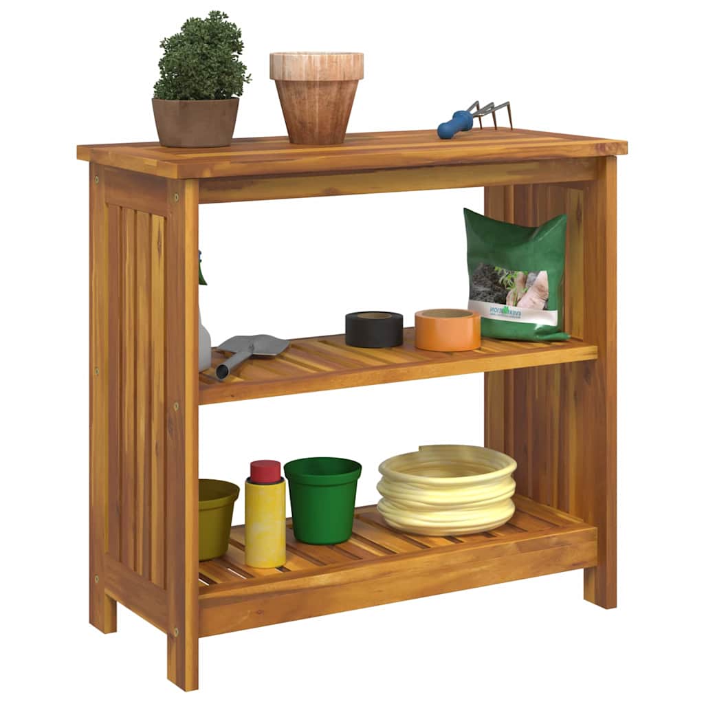 Garten-Schrank mit Regal Natur 75 x 35 x 70cm Massivholz Akazie