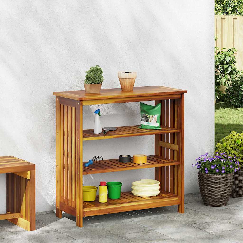 Garten-Schrank mit Regal Natur 90 x 40 x 90cm Massivholz Akazie