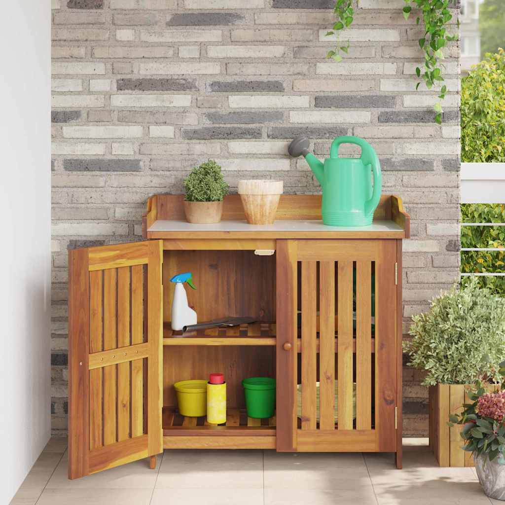 Garten-Schrank Natur 78 x 36,5 x 78 cm Massivholz Akazie