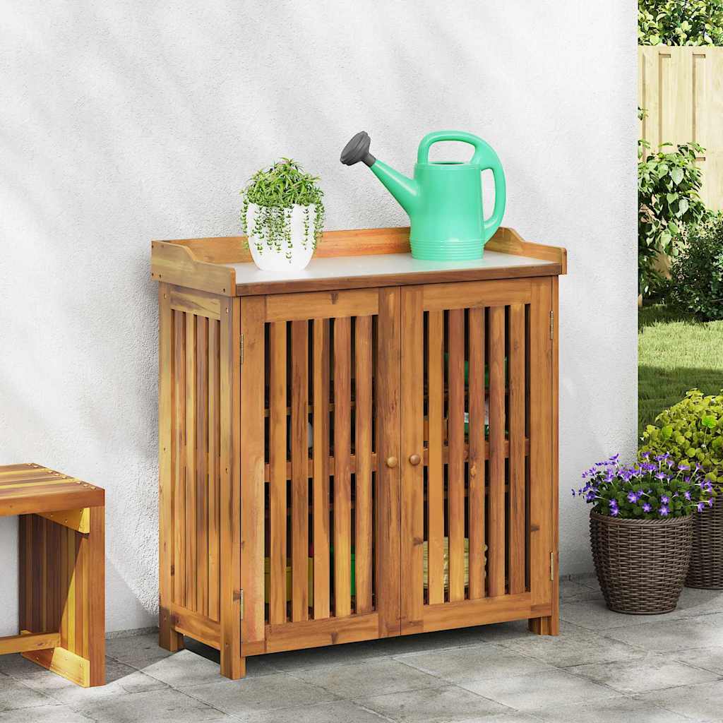 Garten-Schrank Natur 93 x 41,5 x 98 cm Massivholz Akazie