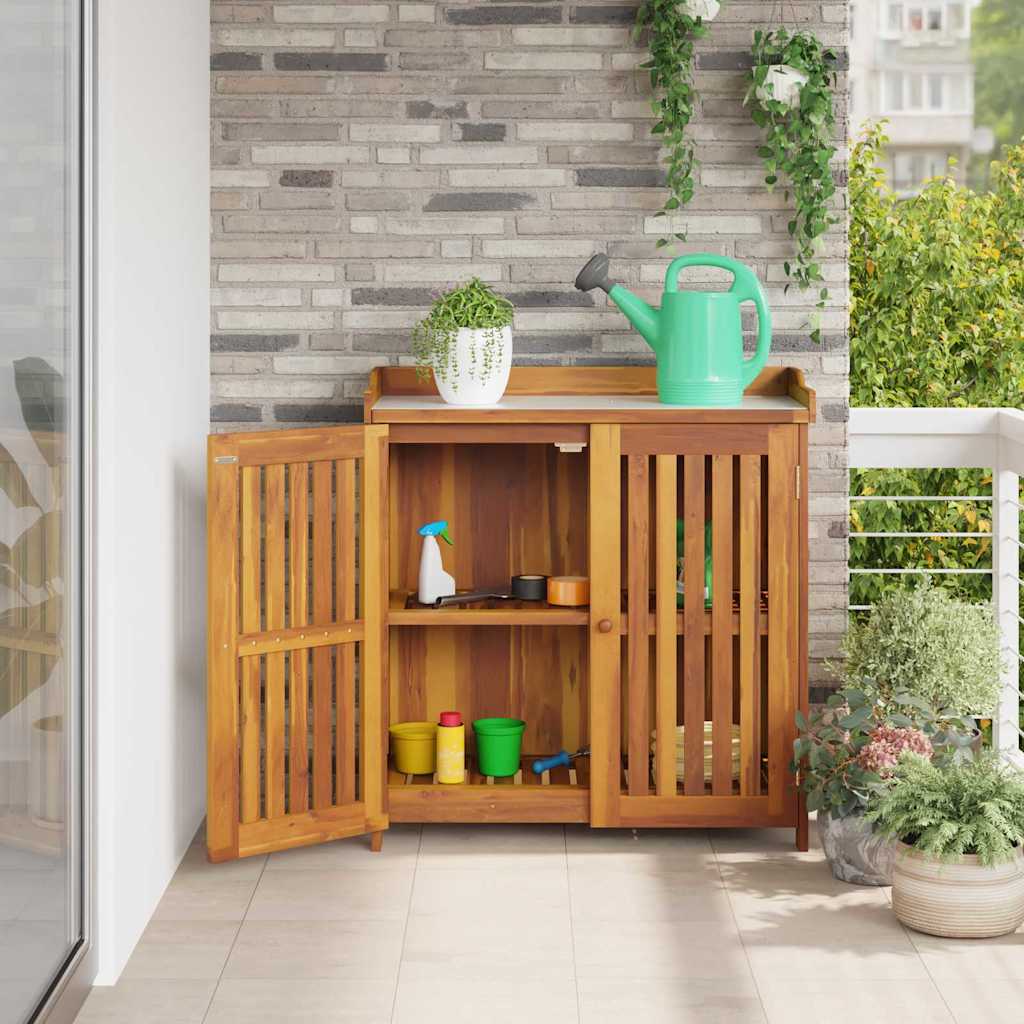 Garten-Schrank Natur 93 x 41,5 x 98 cm Massivholz Akazie