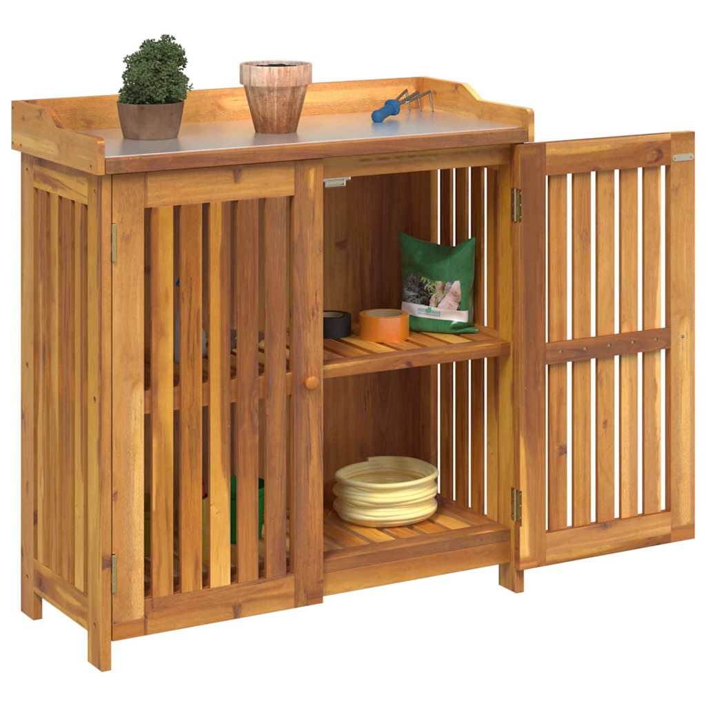 Garten-Schrank Natur 93 x 41,5 x 98 cm Massivholz Akazie