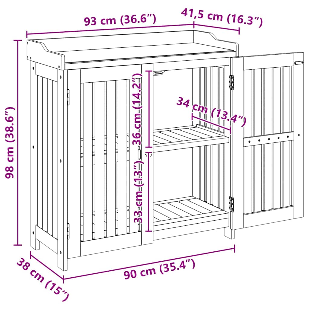 Garten-Schrank Natur 93 x 41,5 x 98 cm Massivholz Akazie