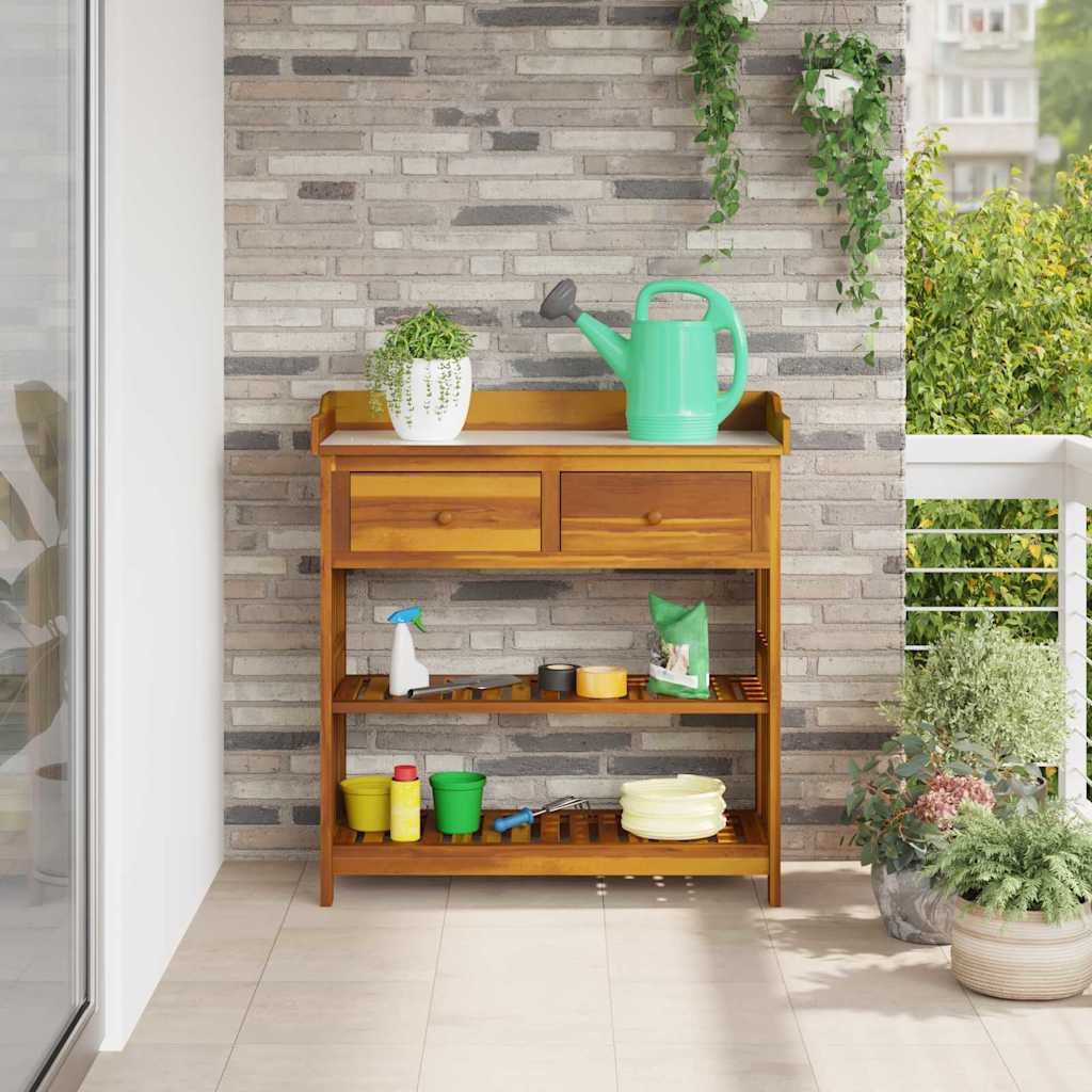 Garten-Schrank Natur 93 x 41,5 x 98 cm Massivholz Akazie
