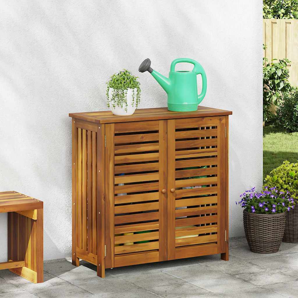Garten-Schrank mit Regal Natur 90 x 40 x 90cm Massivholz Akazie