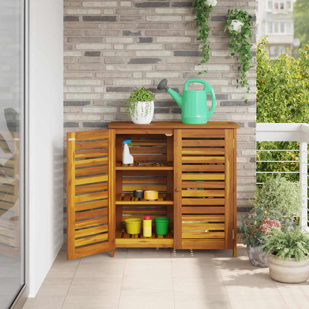 Garten-Schrank mit Regal Natur 90 x 40 x 90cm Massivholz Akazie