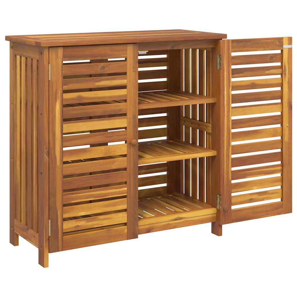 Garten-Schrank mit Regal Natur 90 x 40 x 90cm Massivholz Akazie