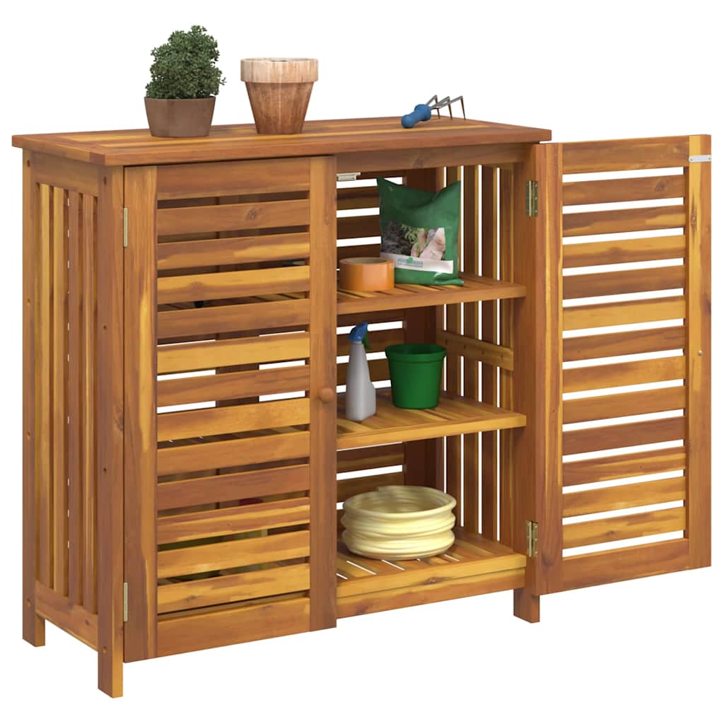 Garten-Schrank mit Regal Natur 90 x 40 x 90cm Massivholz Akazie