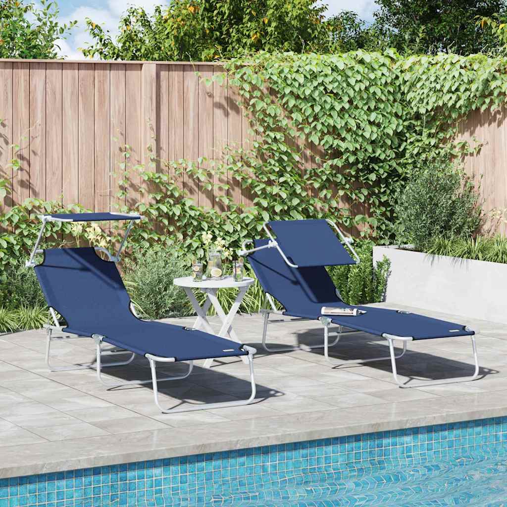 Sonnenliege 2 pcs Blau 58 x 188 x 77cm Polyester