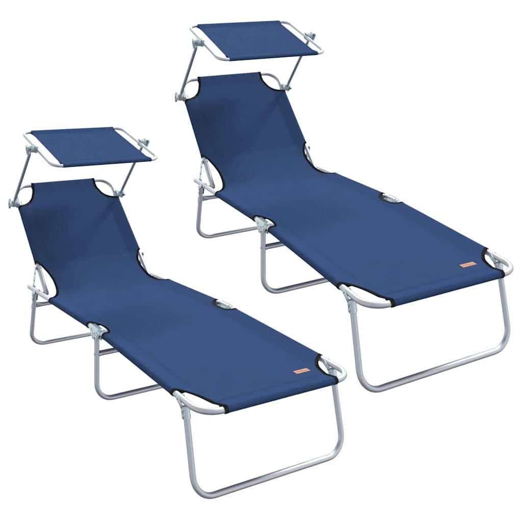 Sonnenliege 2 pcs Blau 58 x 188 x 77cm Polyester