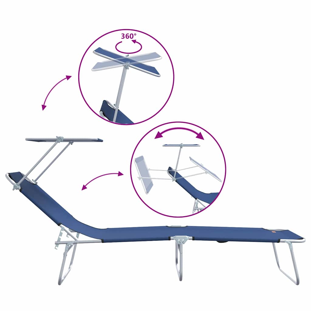 Sonnenliege 2 pcs Blau 58 x 188 x 77cm Polyester