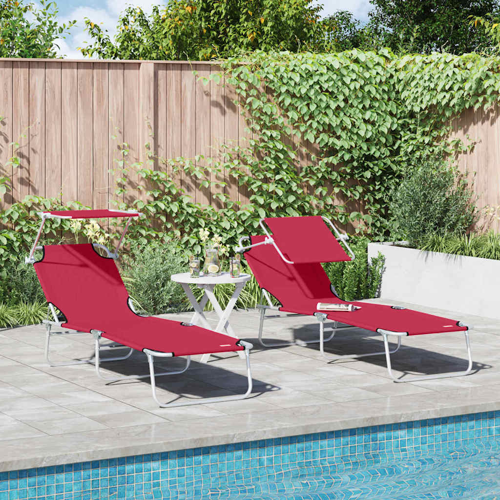 Sonnenliege 2 pcs Rot 58 x 188 x 77cm Polyester