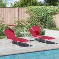 Sonnenliege 2 pcs Rot 58 x 188 x 77cm Polyester