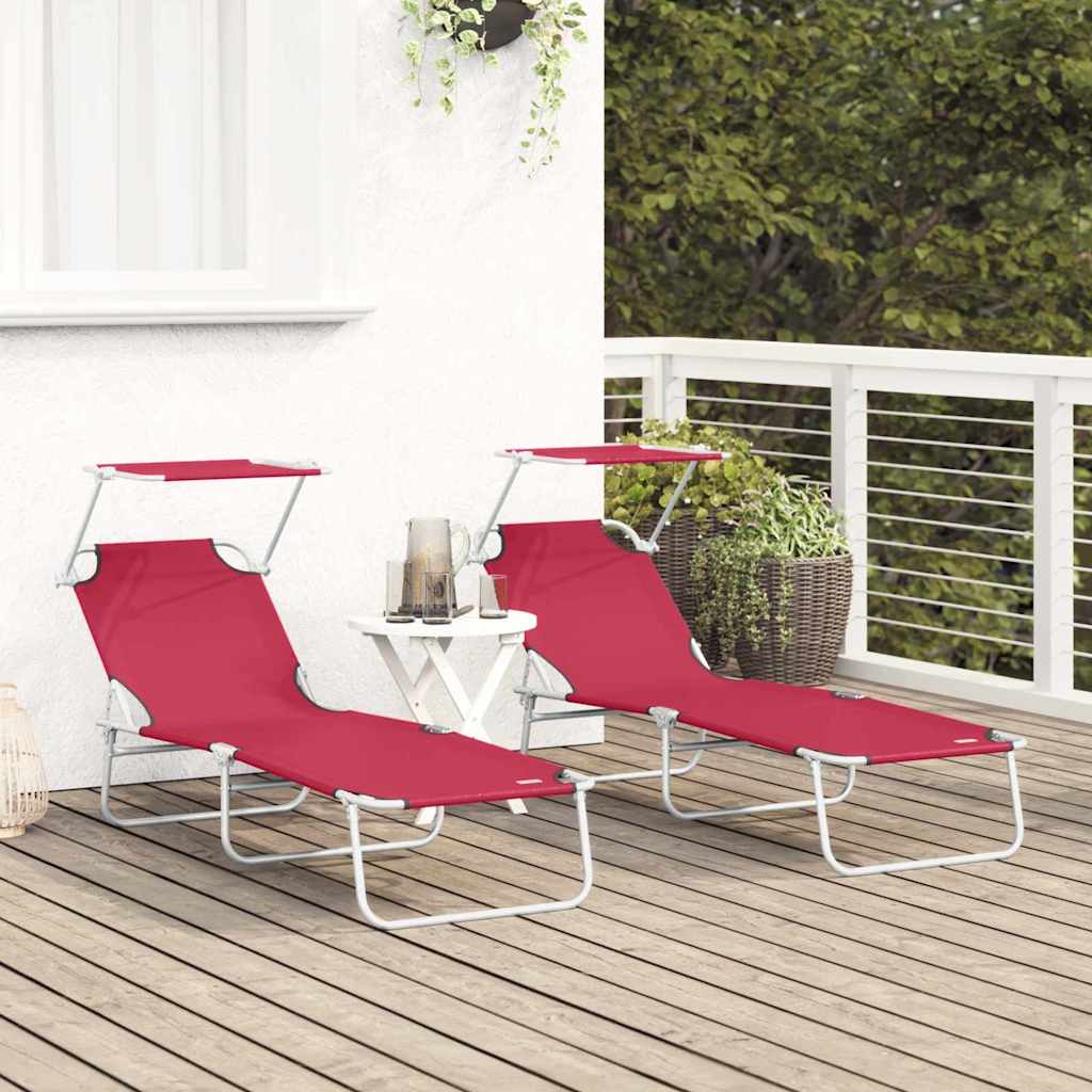 Sonnenliege 2 pcs Rot 58 x 188 x 77cm Polyester