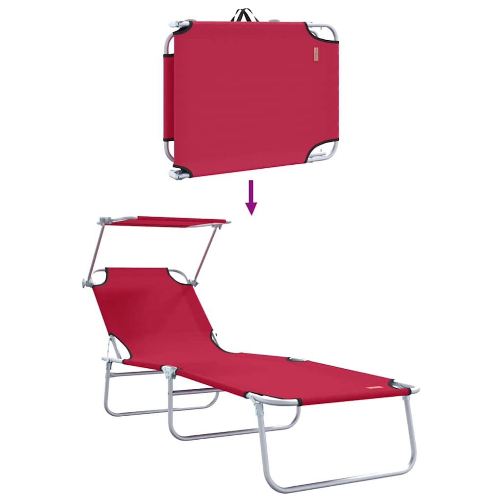 Sonnenliege 2 pcs Rot 58 x 188 x 77cm Polyester