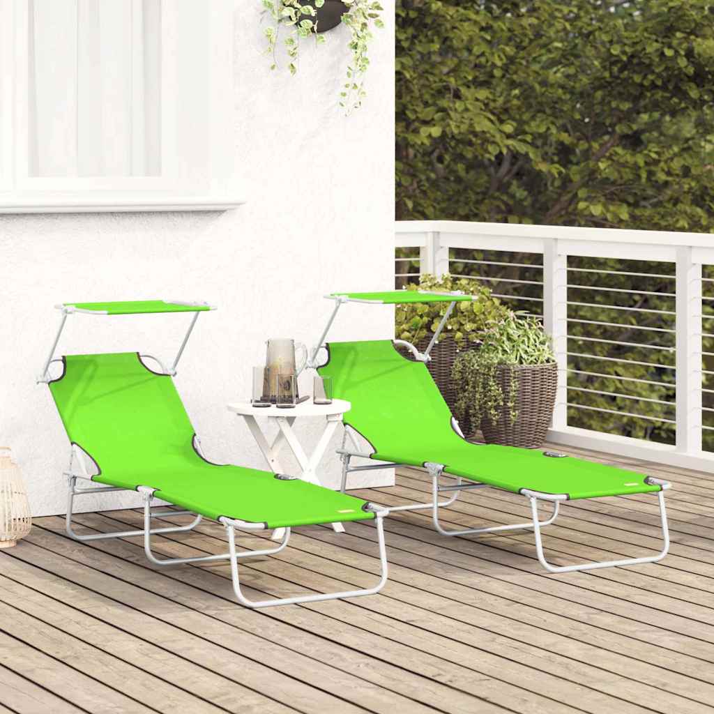 Sonnenliege 2 pcs Grün 58 x 188 x 77cm Polyester