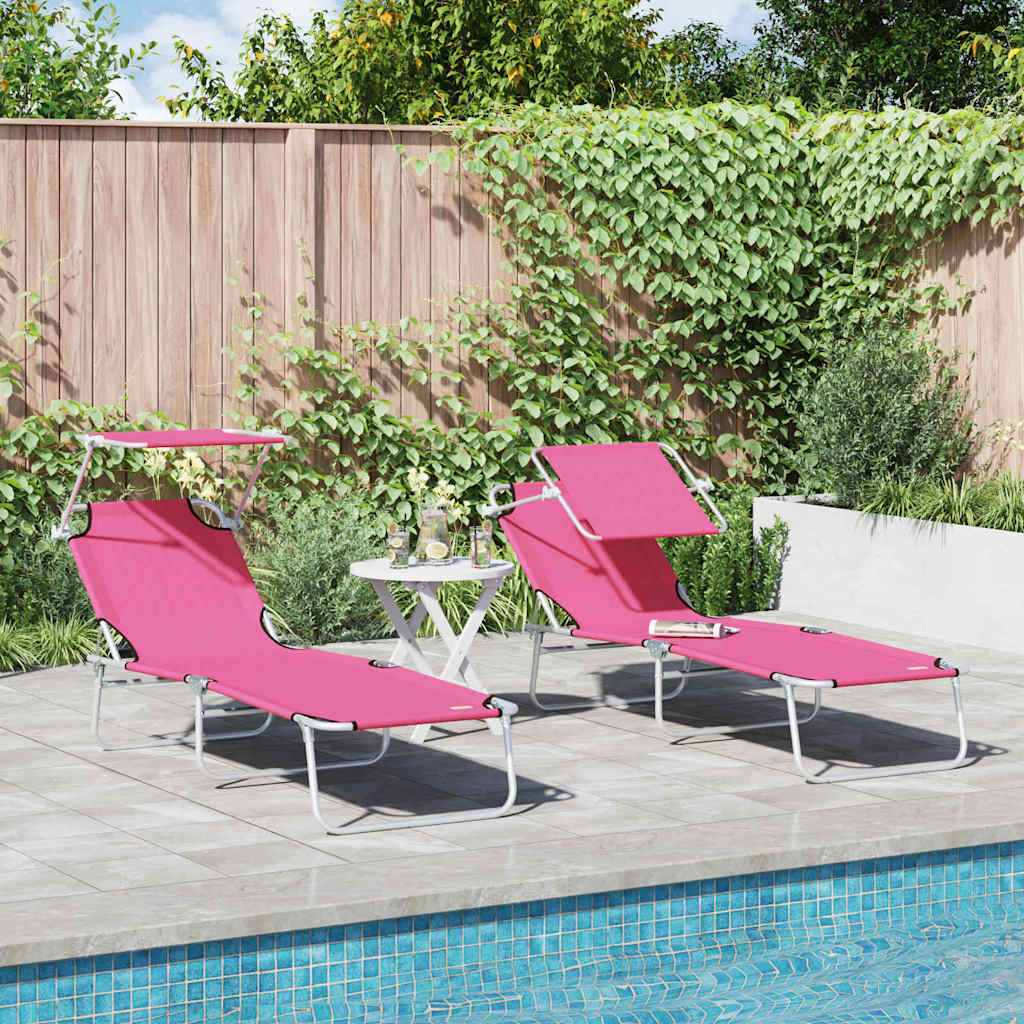Sonnenliege 2 pcs Rosa 58 x 188 x 77cm Polyester