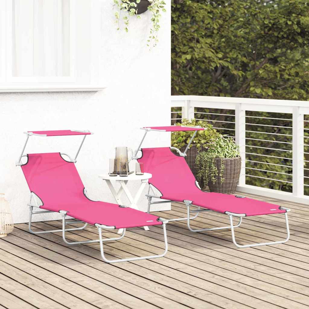 Sonnenliege 2 pcs Rosa 58 x 188 x 77cm Polyester