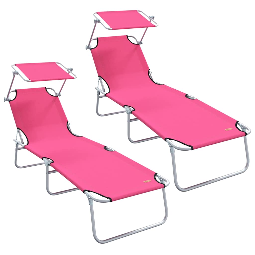 Sonnenliege 2 pcs Rosa 58 x 188 x 77cm Polyester