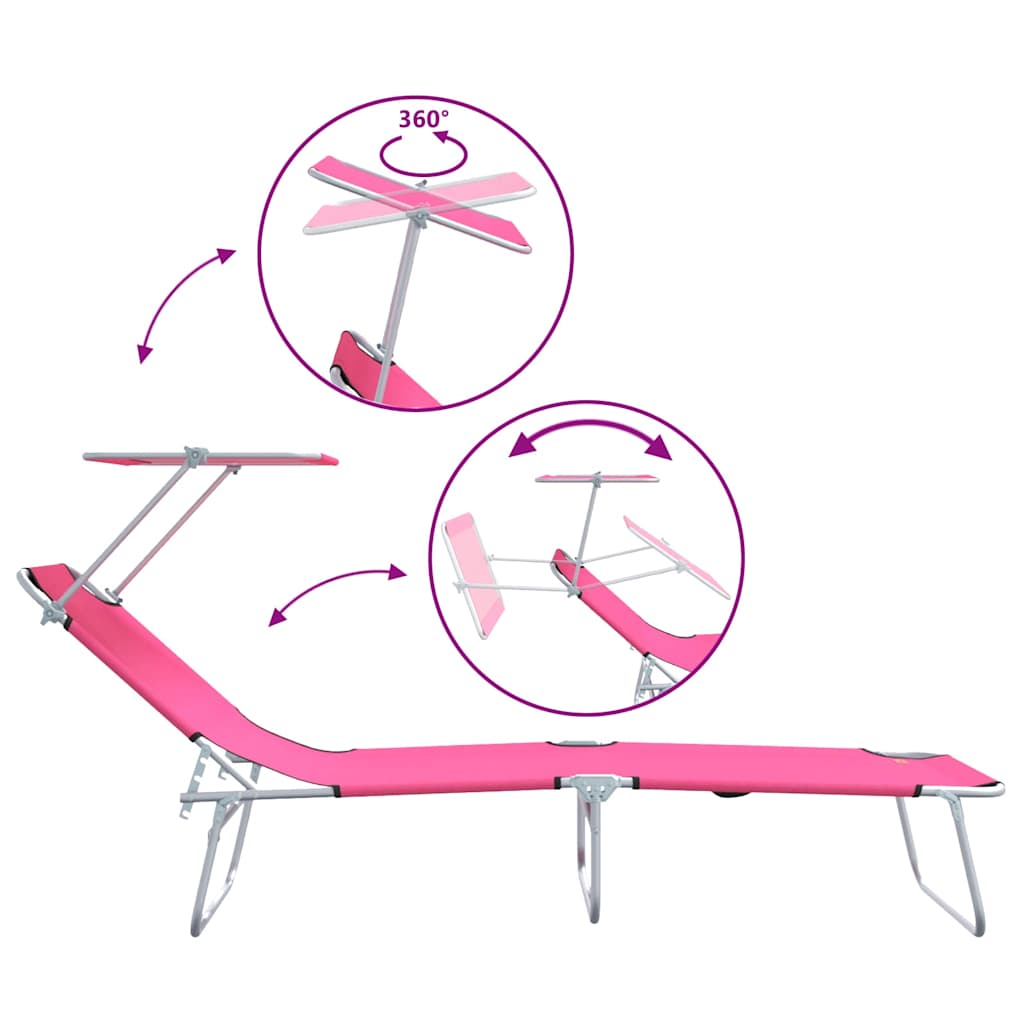Sonnenliege 2 pcs Rosa 58 x 188 x 77cm Polyester