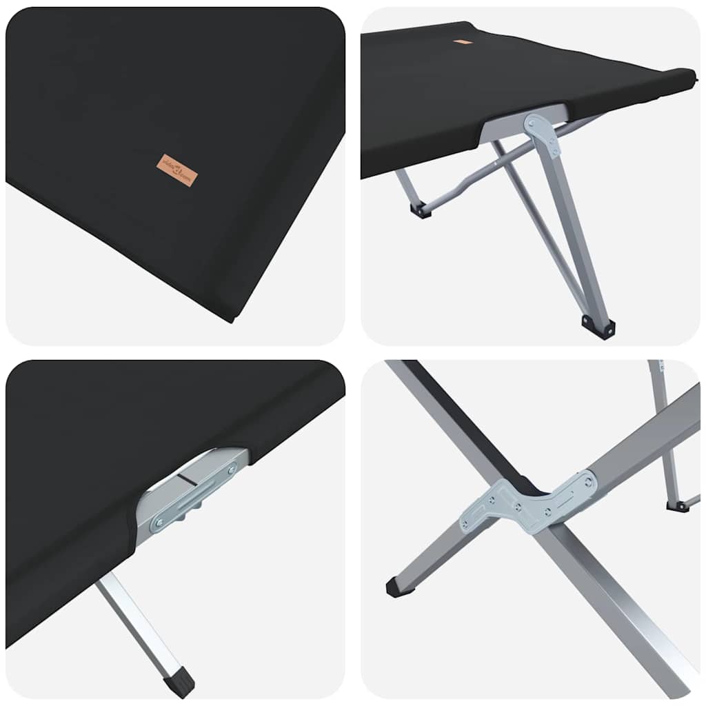 Klapp Schlafbett fürs Camping 2 pcs Schwarz Oxford und Stahl
