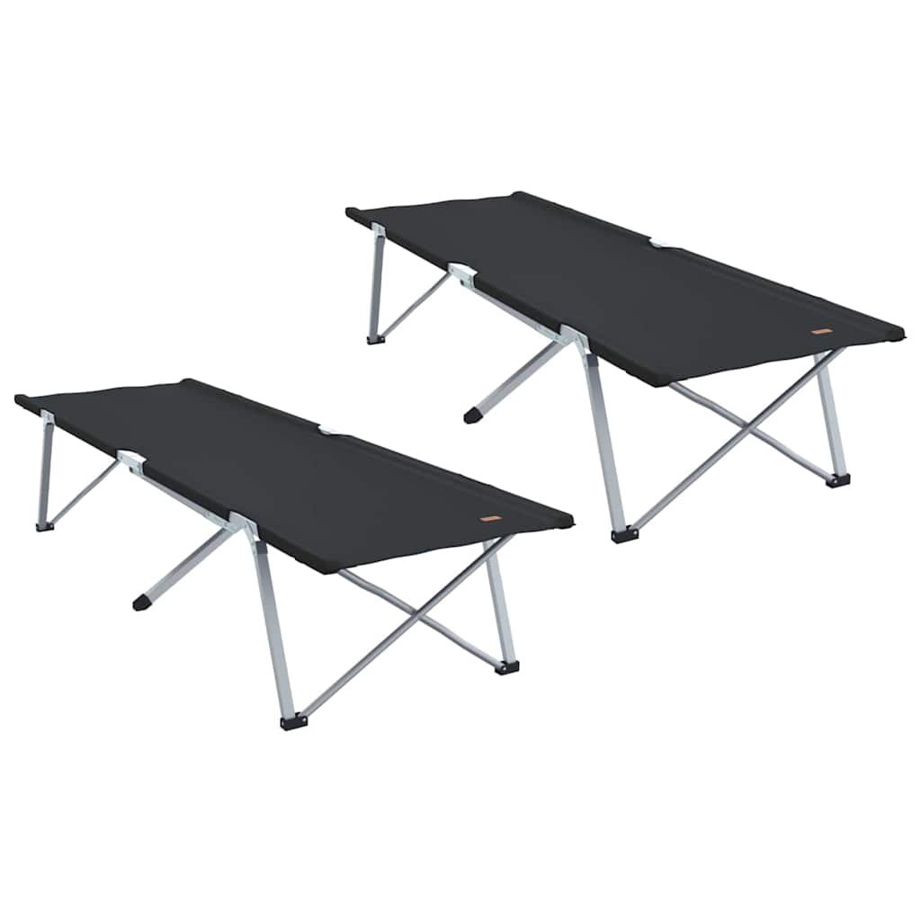 Klapp Schlafbett fürs Camping 2 pcs Schwarz Oxford und Stahl