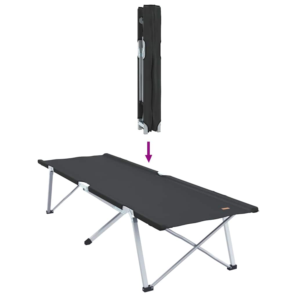 Klapp Schlafbett fürs Camping 2 pcs Schwarz Oxford und Stahl