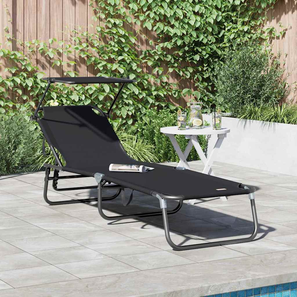 Klappbare Sonnenliege Schwarz 190 x 57 x 81 cm Oxford