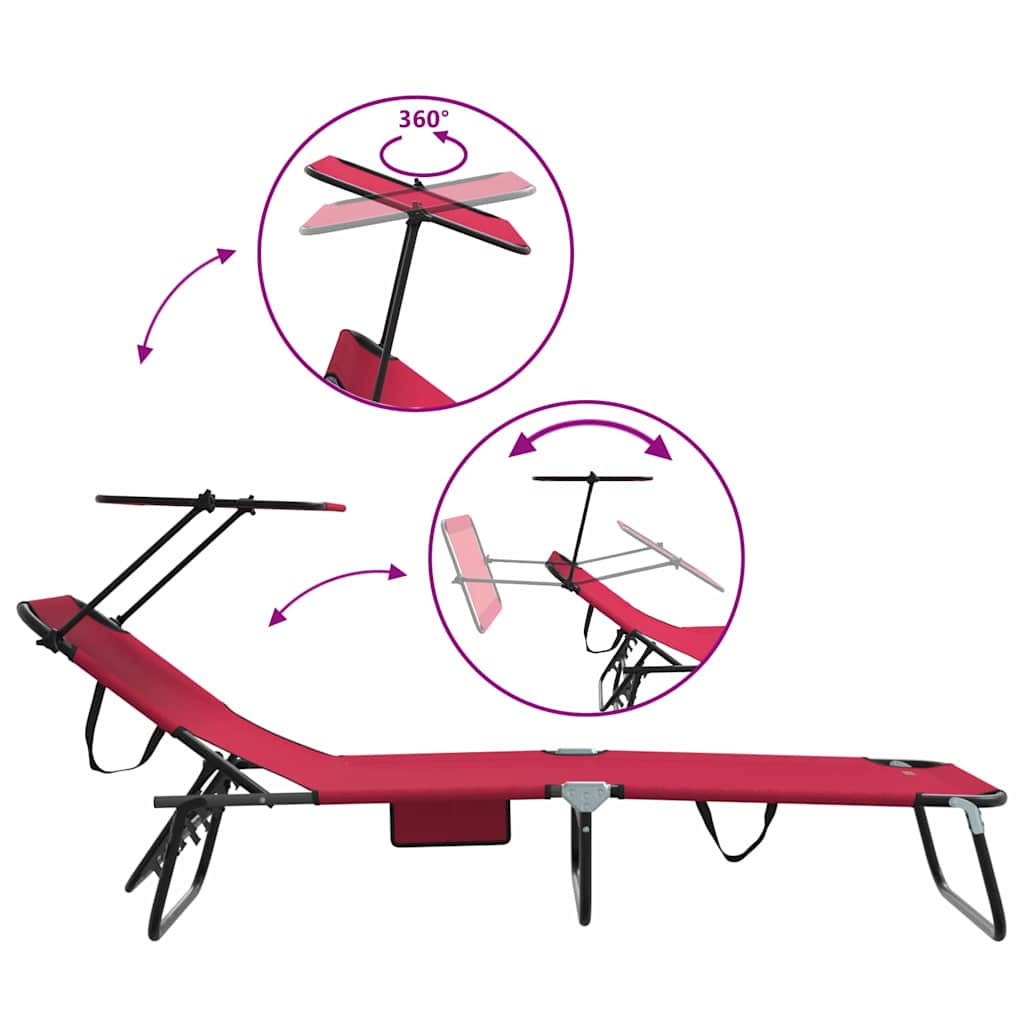 Klappbare Sonnenliege Rot 190 x 57 x 81 cm Oxford