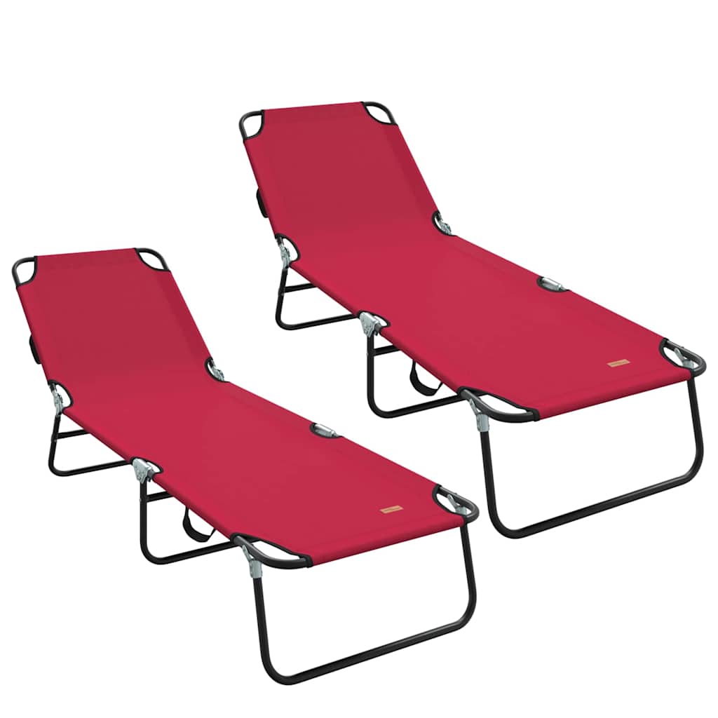 Klappbare Sonnenliege 2 pcs Rot 188 x 57 x 86,5 cm Polyester