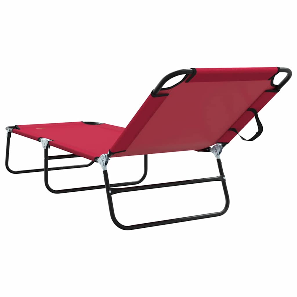 Klappbare Sonnenliege 2 pcs Rot 188 x 57 x 86,5 cm Polyester