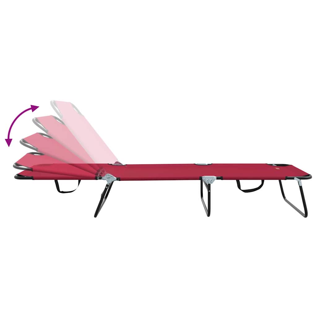 Klappbare Sonnenliege 2 pcs Rot 188 x 57 x 86,5 cm Polyester