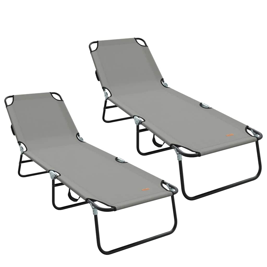 Klappbare Sonnenliege 2 pcs Grau 188 x 57 x 86,5 cm Polyester