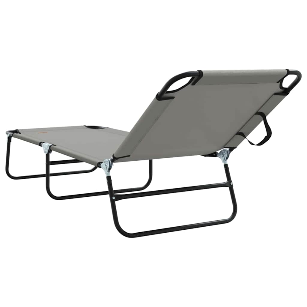 Klappbare Sonnenliege 2 pcs Grau 188 x 57 x 86,5 cm Polyester