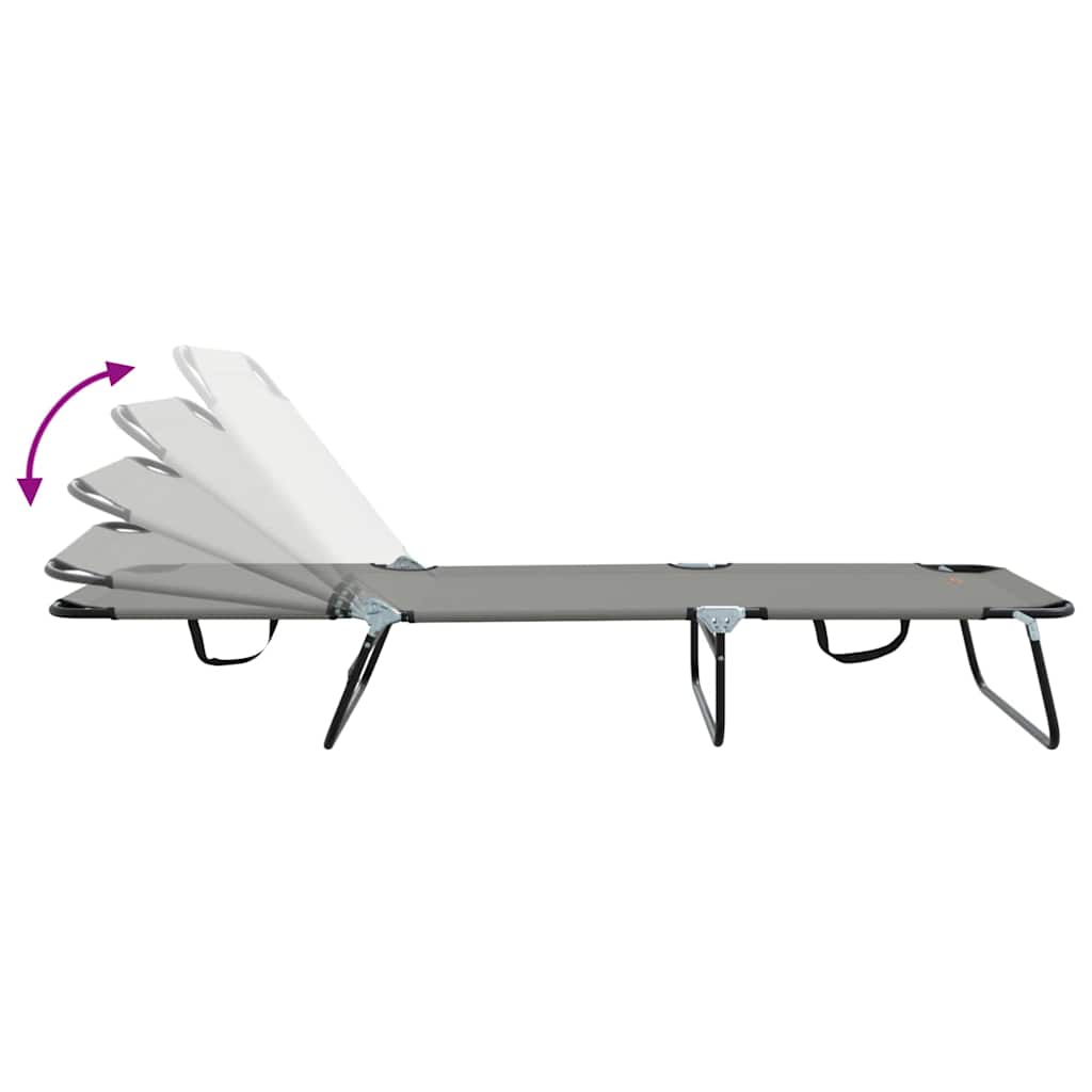 Klappbare Sonnenliege 2 pcs Grau 188 x 57 x 86,5 cm Polyester