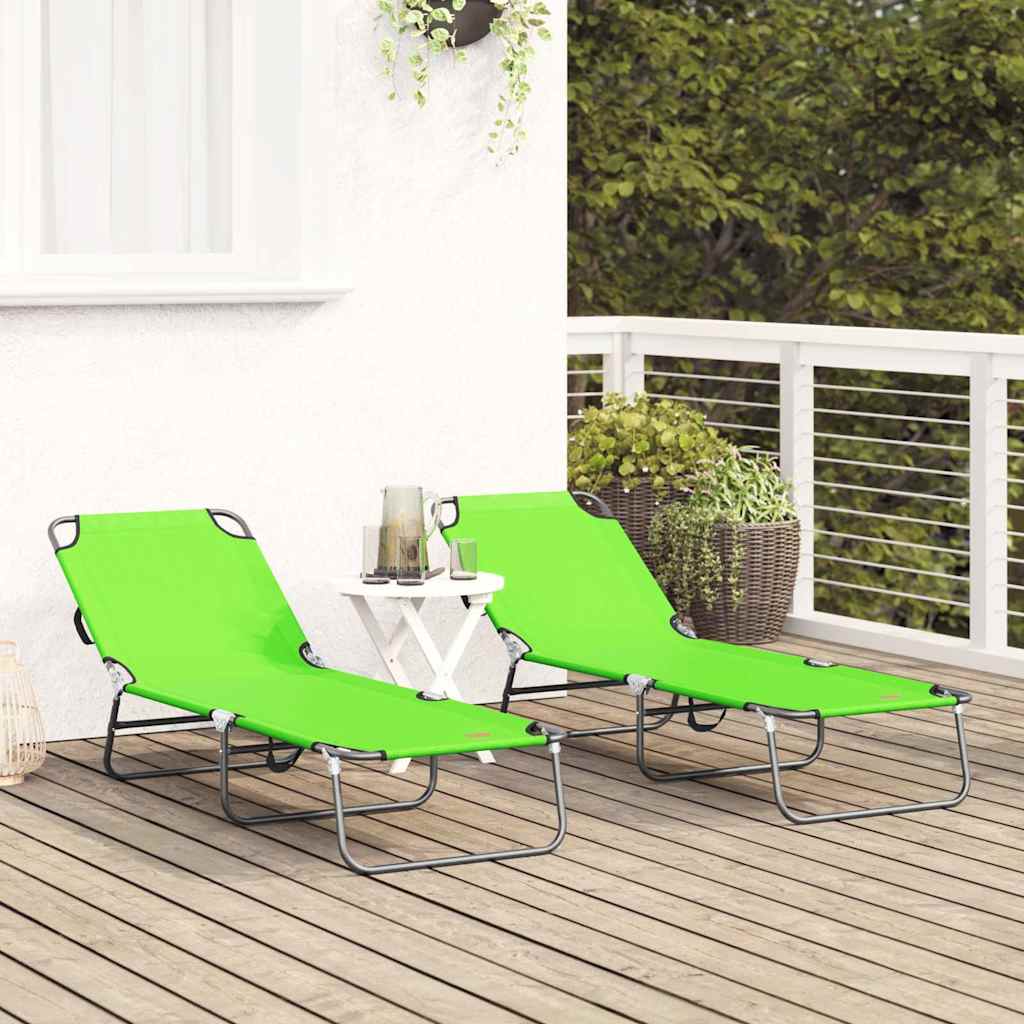 Klappbare Sonnenliege 2 pcs Grün 188 x 57 x 86,5 cm Polyester